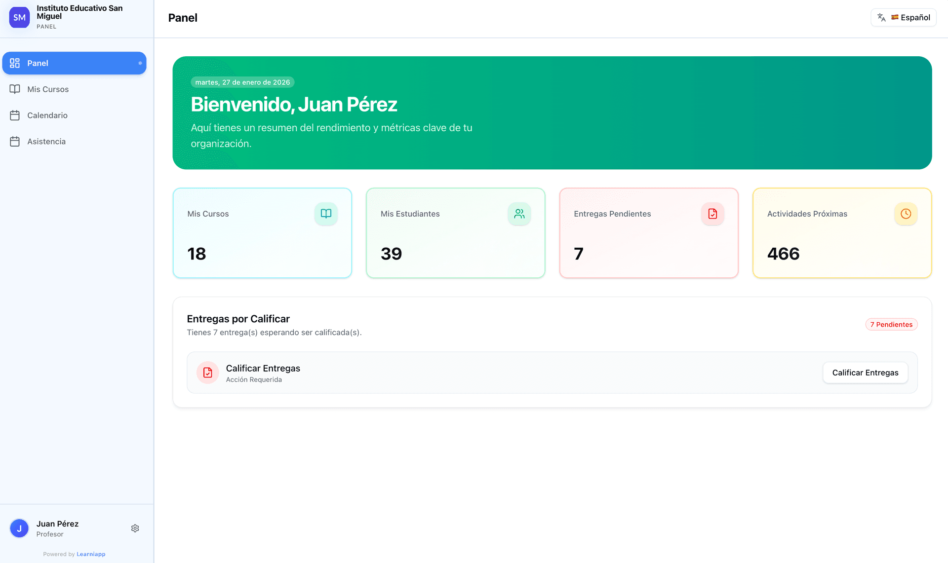 Panel de Control - Learni